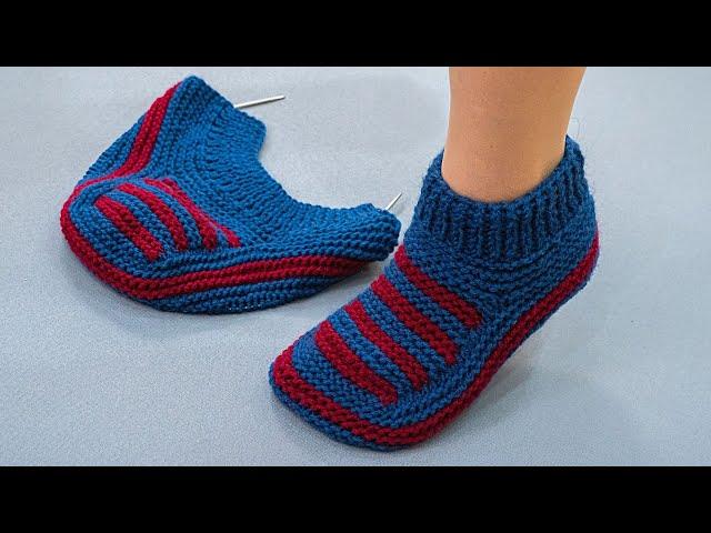 Knitted slippers without a seam on the sole, simple and easy!