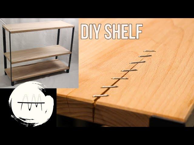 Making a DIY Shelf that is desk height to extend work surface, from European Beech wood & flat steel