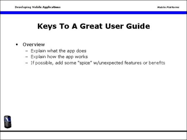 Developing a Mobile App User Guide