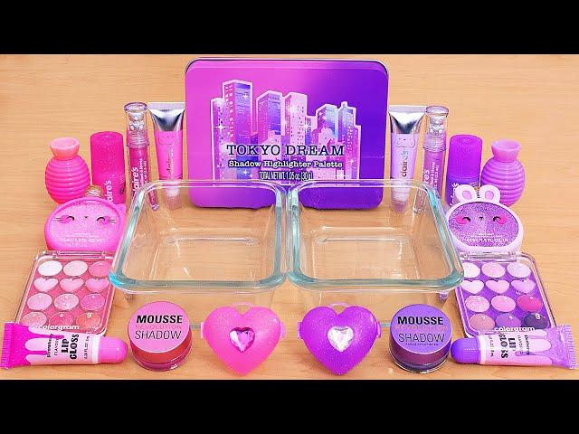 Pink vs Purple - Mixing Makeup Eyeshadow Into Slime ASMR