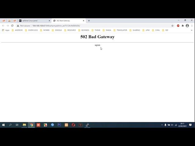 502 Bad Gateway NginX PhpMyAdmin - aaPanel