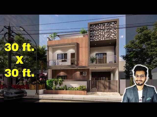 30X30 Feet House Design 3D | 100 Gaj | 900 sqft | 30*30 house design | 9X9 Meter  || DV Studio