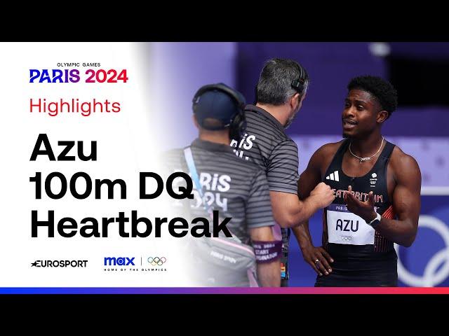 DQ Heartbreak For Jeremiah Azu  | Men's 100m Heats Paris 2024 | #Paris2024 #Olympics