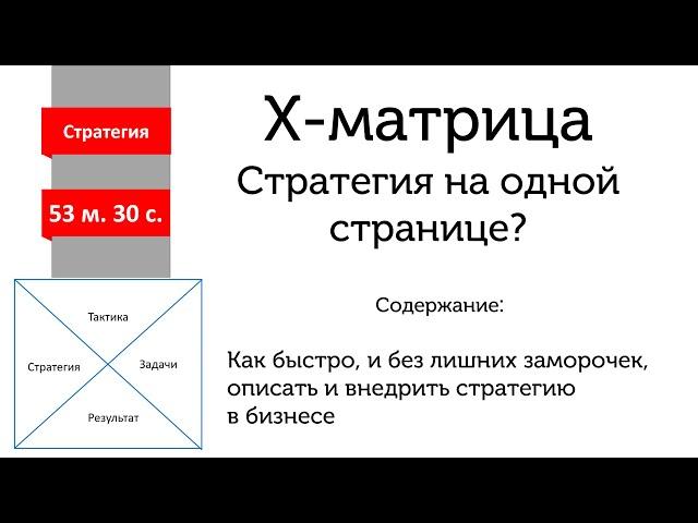 Х-матрица. Стратегия на 1 странице. Стратегическая карта компании.