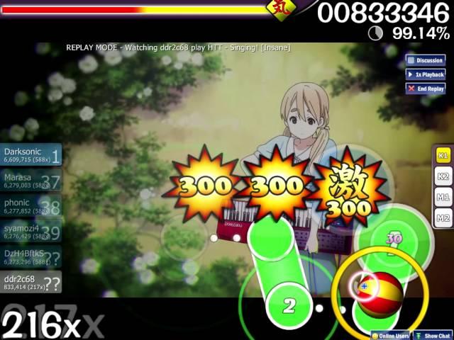 OSU! K-ON MOVIE ED SINGING! Insane by [ddr2c68]