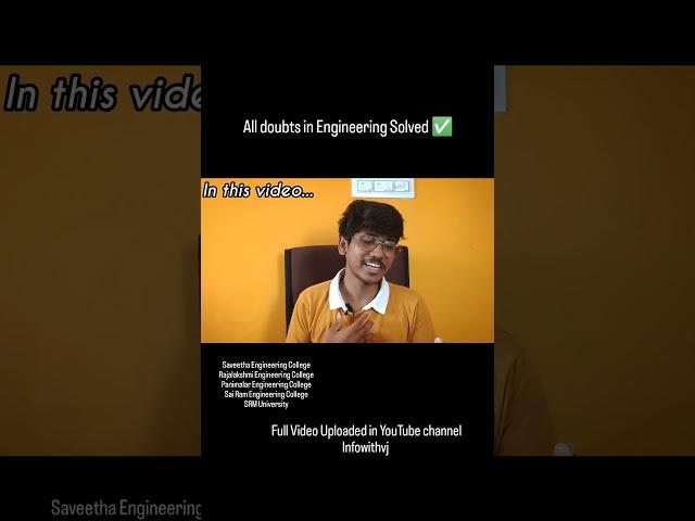 Saveetha Engineering College - Doubts Cleared|Best Engineering College in Chennai|Infowithvj|SEC|REC