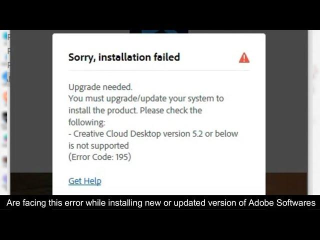 ERROR Code 195/ Easy Fix for all Adobe Software Applications  2024 | How to fix error 195