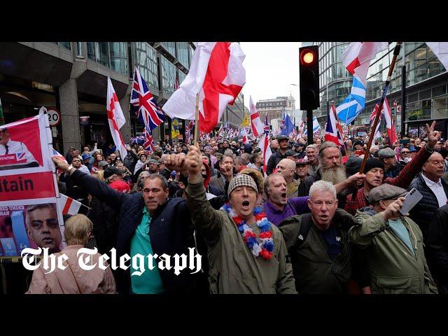 Thousands of Tommy Robinson supporters march through London