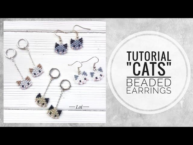 #МК - Серьги "Кошки" из бисера | Кирпичное плетение | #Tutorial - Beaded earrings "Cats"