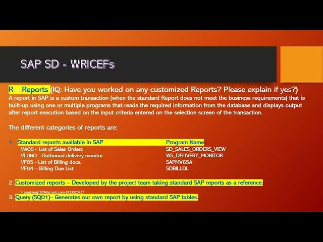 WRICEF - Workflow Reports Interfaces Enhancements  Smartforms| Sivan's SAP SD Training