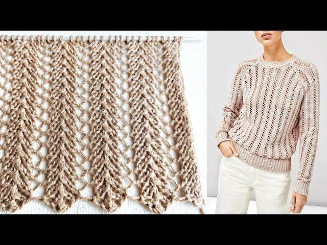 Light openwork knitting pattern for a jumper, T-shirt, stole