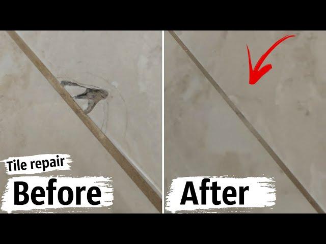 Tile repair. Restoration of cracks on a ceramic tile.