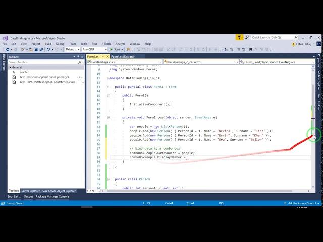 DataBinding in C# (populate data in a comboBox)