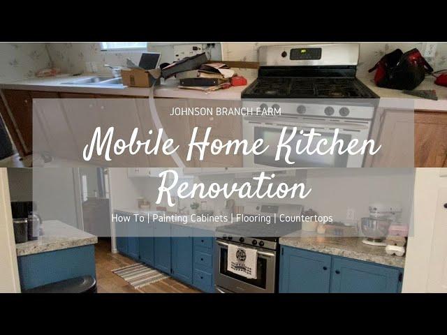 Single Wide Mobile Home Kitchen Renovation | Painting Cabinets, Flooring, Countertops, Total Cost