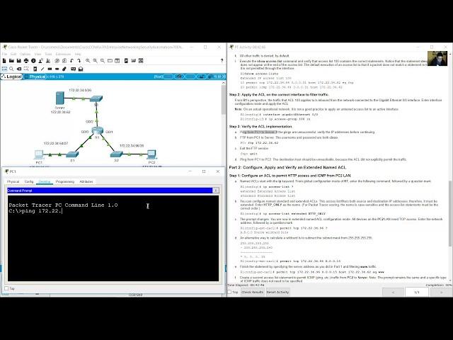 5.4.12 Packet Tracer - Configure Extended IPv4 ACLs - Scenario 1