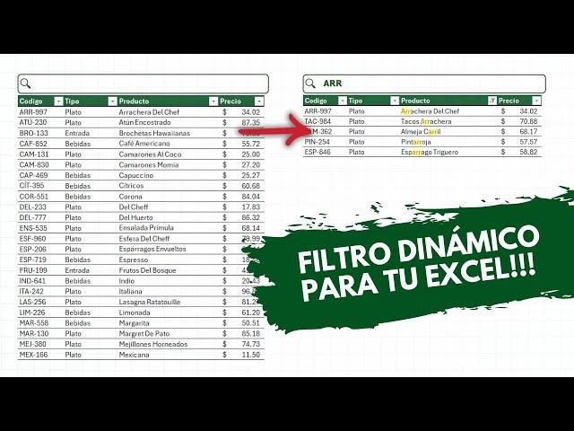 Crea un BUSCADOR DINÁMICO en Excel SIN Macros y Filtra en Tiempo Real (METODO 1) - SEARCHBOX