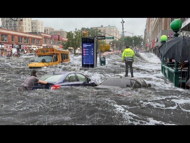 New York turns into an ocean! Severe flooding inundated 2 major cities in the US