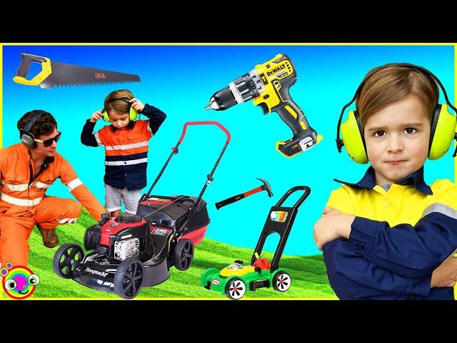 Best Lawn Mower Yardwork Tools Video for Kids | BLiPPi Toys | min min playtime