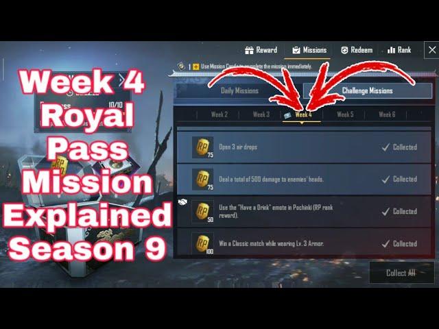 Season 9 Week 4 Royale Pass Missions Explained PUBG Mobile | Week 4 RP Missions Pubg Season 9