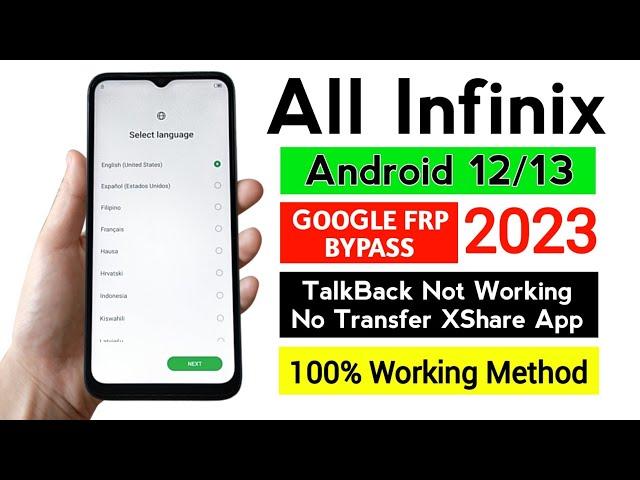 All Infinix Android 12/13 Gmail/frp bypass WITHOUT PC | 100% Working this Method.