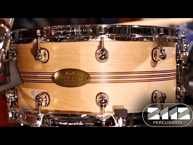 Pearl Music City Custom Solid Shell Maple Snare Drum 6.5x14 - Natural w/Inlay