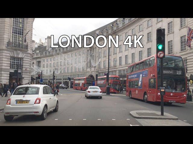 London 4K - West End Drive - Driving Downtown - England