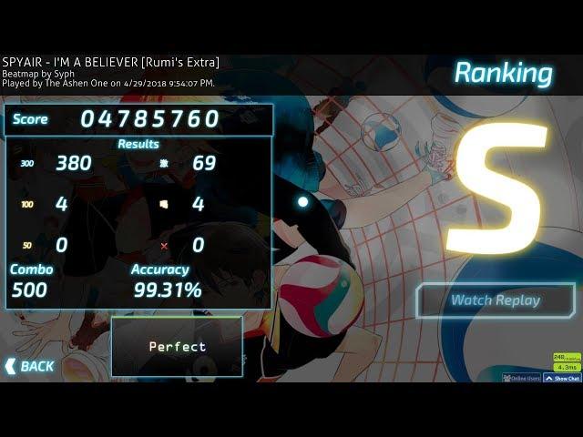 [osu!] SPYAIR - I'M A BELIEVER (TV Size) | "Rumi's Extra" Difficulty FC Play |