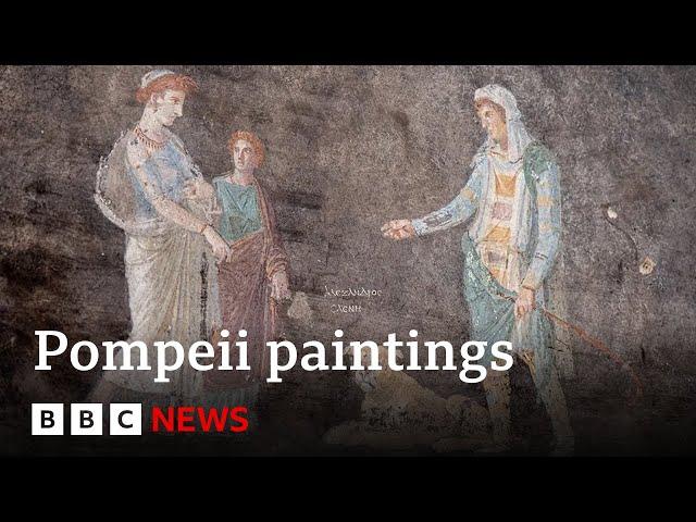 New paintings discovered in Pompeii excavation | BBC News