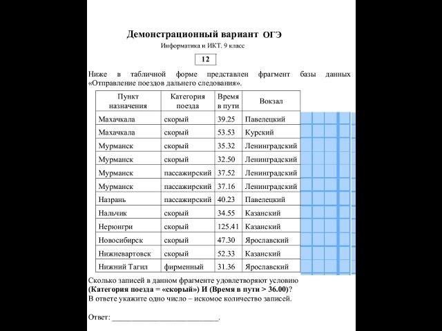 ОГЭ 2019 - ИНФОРМАТИКА - №12