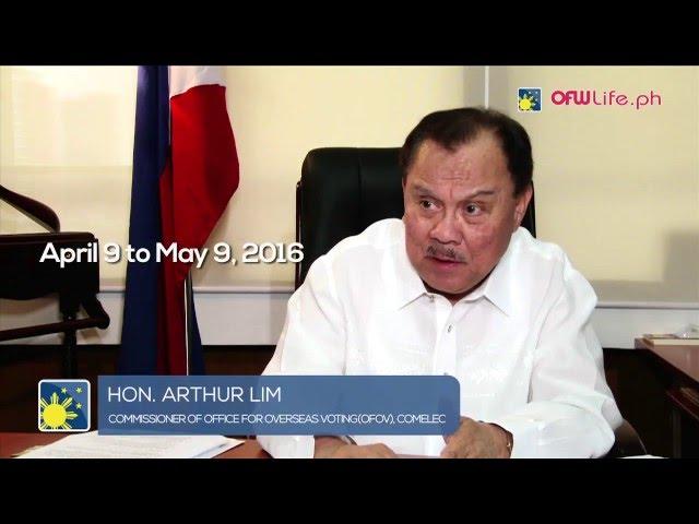 Overseas Absentee Voting - Comelec Commissioner Arthur Lim