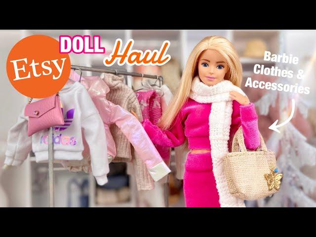 Barbie ETSY Shop Haul! Realistic Doll Clothes & Accessories Review + Christmas Doll Fashion!