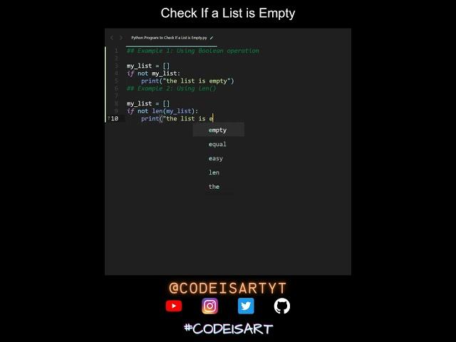 Check If a List is Empty in Python | Python Examples | Python Coding Tutorial | PythonCode Interview