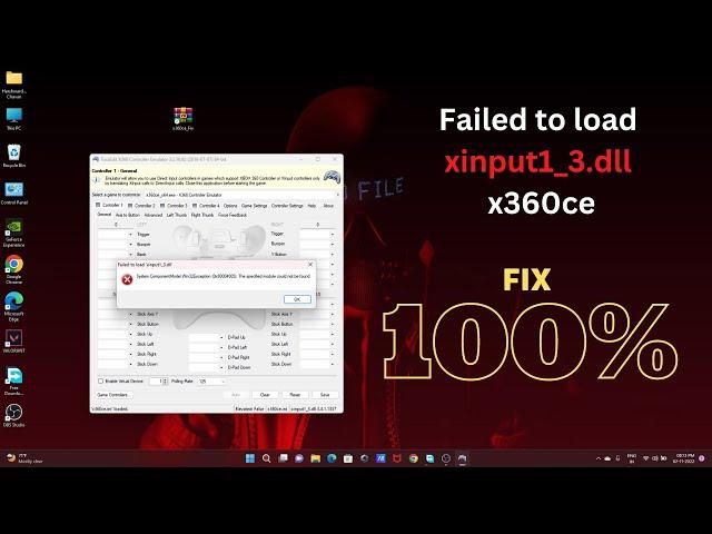 Failed to load "xinput1_3.dll"  & red light error in x360ce | FIX 100%