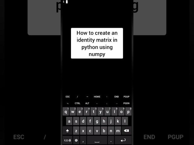 How to create an identity matrix in python using numpy #ai #datascience#linearalgebra #numpy#python