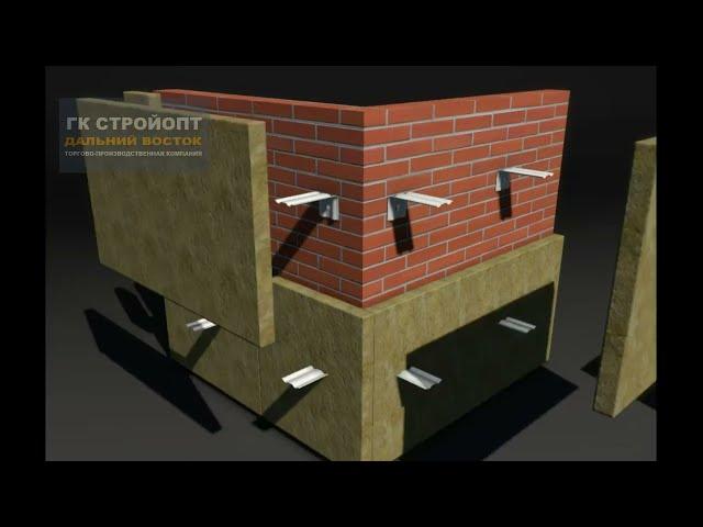 Фасадная подсистема, вентилируемый фасад вертикального-горизонтальный вариант.