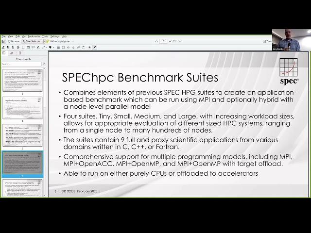 BID23 - Overview of SPEC HPC Benchmarks and Details of the SPEChpc 2021 Benchmark, Robert Henschel