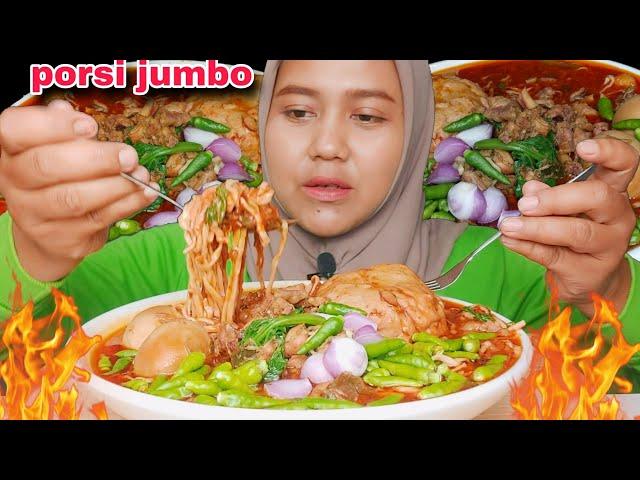 KLENGER‼️MIE AYAM PEDAS PORSI JUMBO KUAH KENTAL BIKIN NAGIH||asmr indonesia||#mukbang #eating #asmr