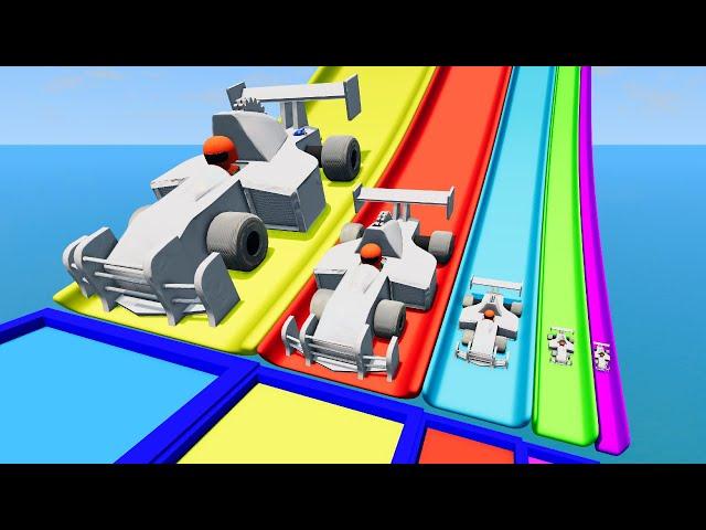 Big & Small Race Cars vs Slide Colors with Portal Trap | BeamNG.Drive #56