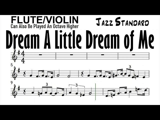 Dream a Little Dream of Me Flute Violin Sheet Music Backing Track Play Along Partitura