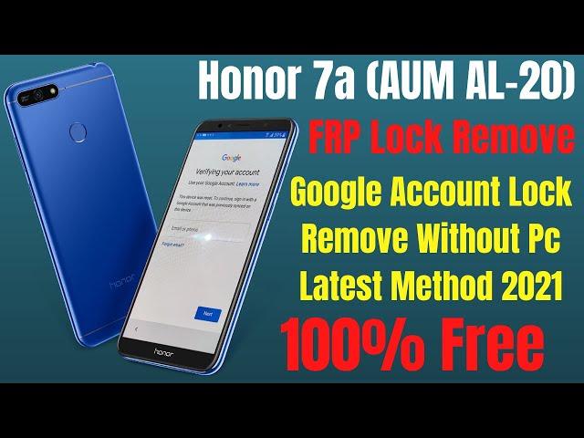 Honor 7A (AUM AL-20) Google Account FRP Bypass Solution Without PC 100% Free