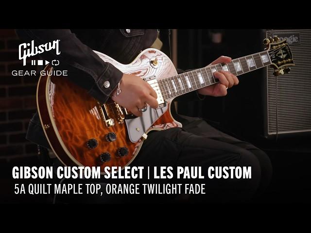 NEW Gibson Custom Select Les Paul Custom, 5A Quilt Maple Top Orange Twilight Fade