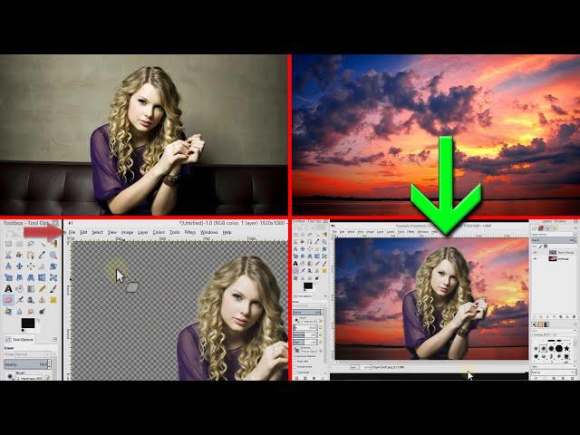 Gimp tutorial - How to combine / blend two pictures together