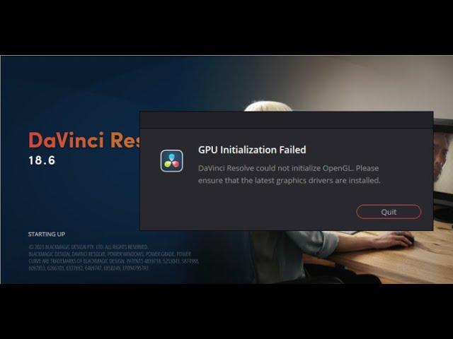 DaVinci Resolve could not initialize OpenGL 2023 GPU Initialization Failed even after driver update!