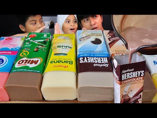 3 BAHAN JE! RESEPI SUSU PUDING KOTAK VIRAL HERSHEY'S, BANANA BINGGRAE, MILO (mukbang Malaysia)