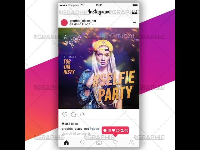 Selfie Party - Animated Flyer PSD Template for Instagram