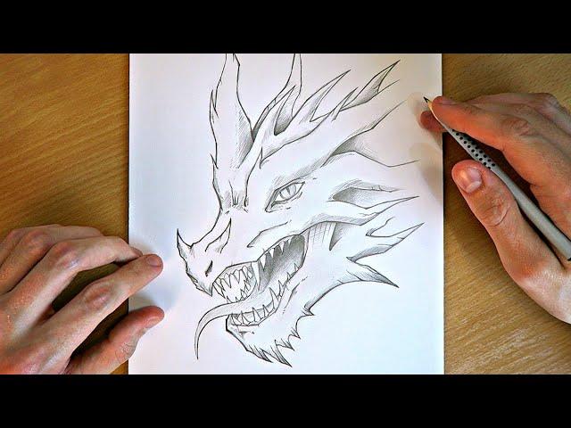 How to Draw a Dragon Head | Realistic Dragon Head Drawing | Step by Step Pencil Sketching 