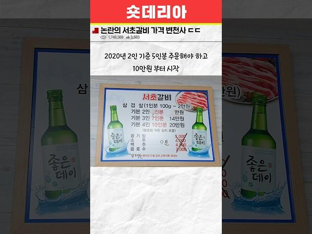 논란의 서초갈비 가격 변천사 ㄷㄷ