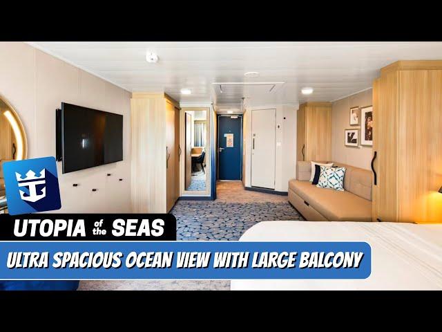 Utopia of the Seas | Ultra Spacious Ocean View Balcony Walkthrough Tour | Royal Caribbean | 2024