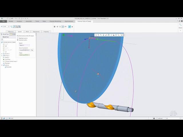 Creo 5 - Объемное протягивание по спирали