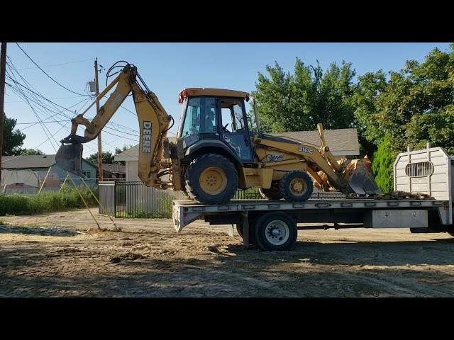 Loading Backhoe onto Flatbed without ramps